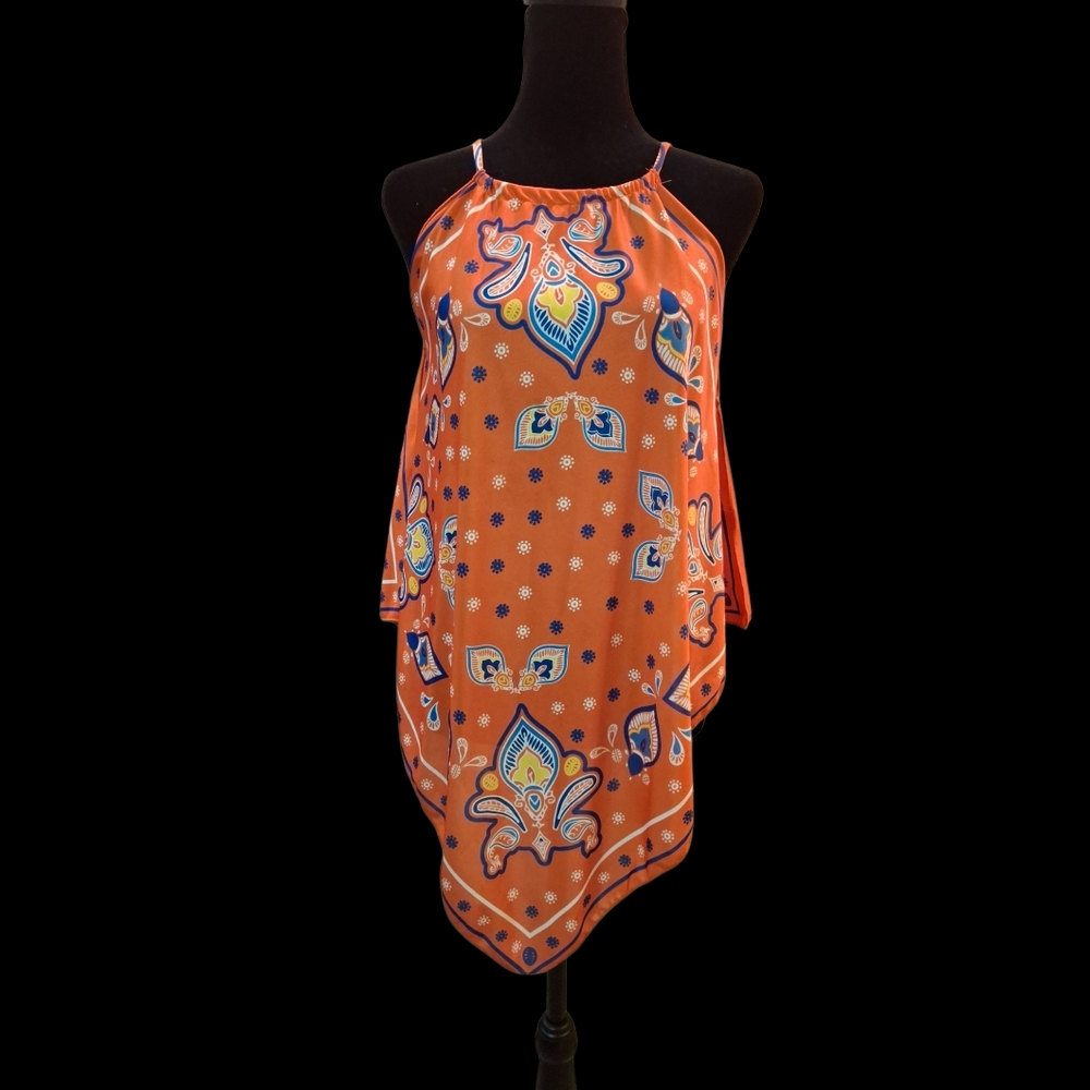 "Zara Scarf Shirt"Orange Halter Top with Paisley Accents.Like brand new. No flaw